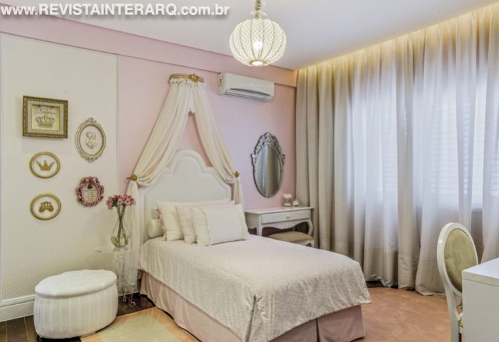 O estilo clássico romântico com elementos contemporâneos para um quarto de menina, que adora rosa e a temática princesa - Revista InterArq | Arquitetura, Decoração, Design, Paisagismo e Lifestyle