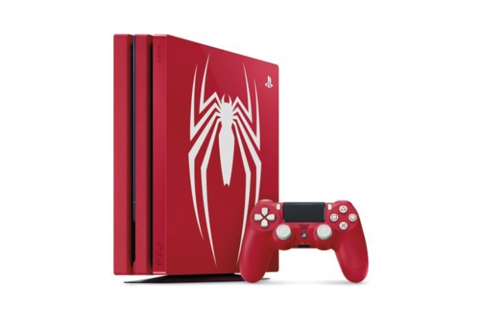 O novo Console Red PS4 Pro, totalmente personalizado com o ícone Spider, traz controle sem fio Dualshock 4, jogo Spider-Man, da Marvel, e conteúdo digital.