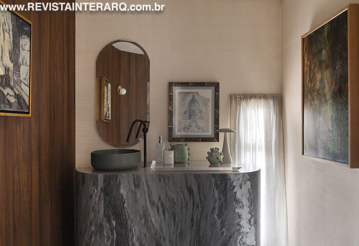 Lavabo do Home Office – Fabiana Dib - Revista InterArq | Arquitetura, Decoração, Design, Paisagismo e Lifestyle